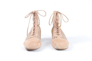 CHRISTIAN DIOR NUDE NAUGHTILY-D SUEDE ANKLE BOOTS EU 38 UK 5 US 8