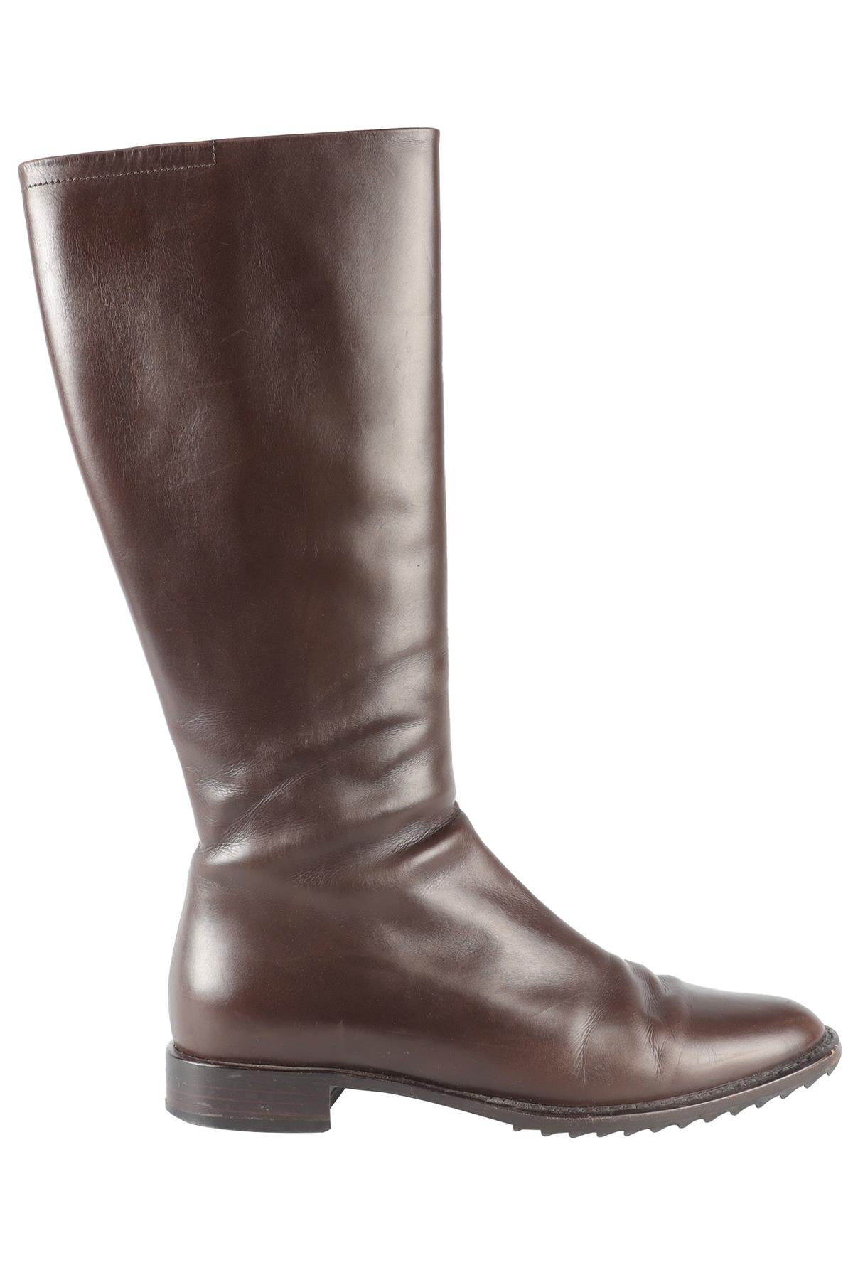 JIL SANDER BROWN LEATHER KNEE HIGH BOOTS EU 38.5 UK 5.5 US 8.5