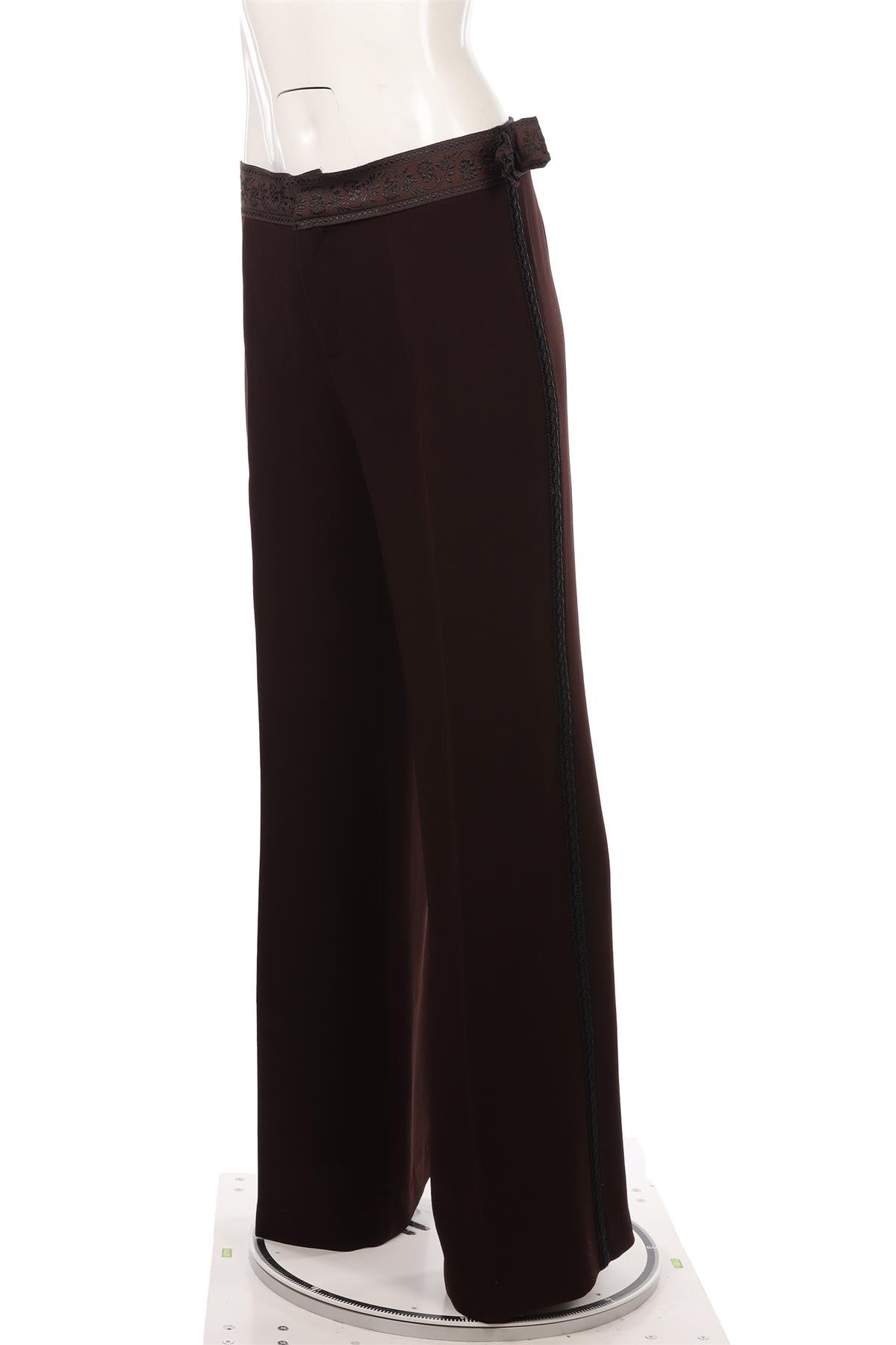 JEAN PAUL GAULTIER BROWN VINTAGE CREPE WIDE LEG PANTS IT 44 UK 12