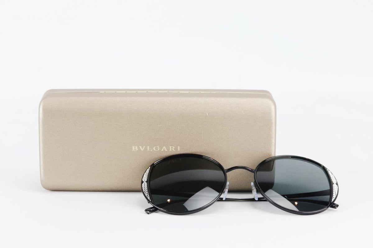 BVLGARI ROUND FRAME METAL SUNGLASSES