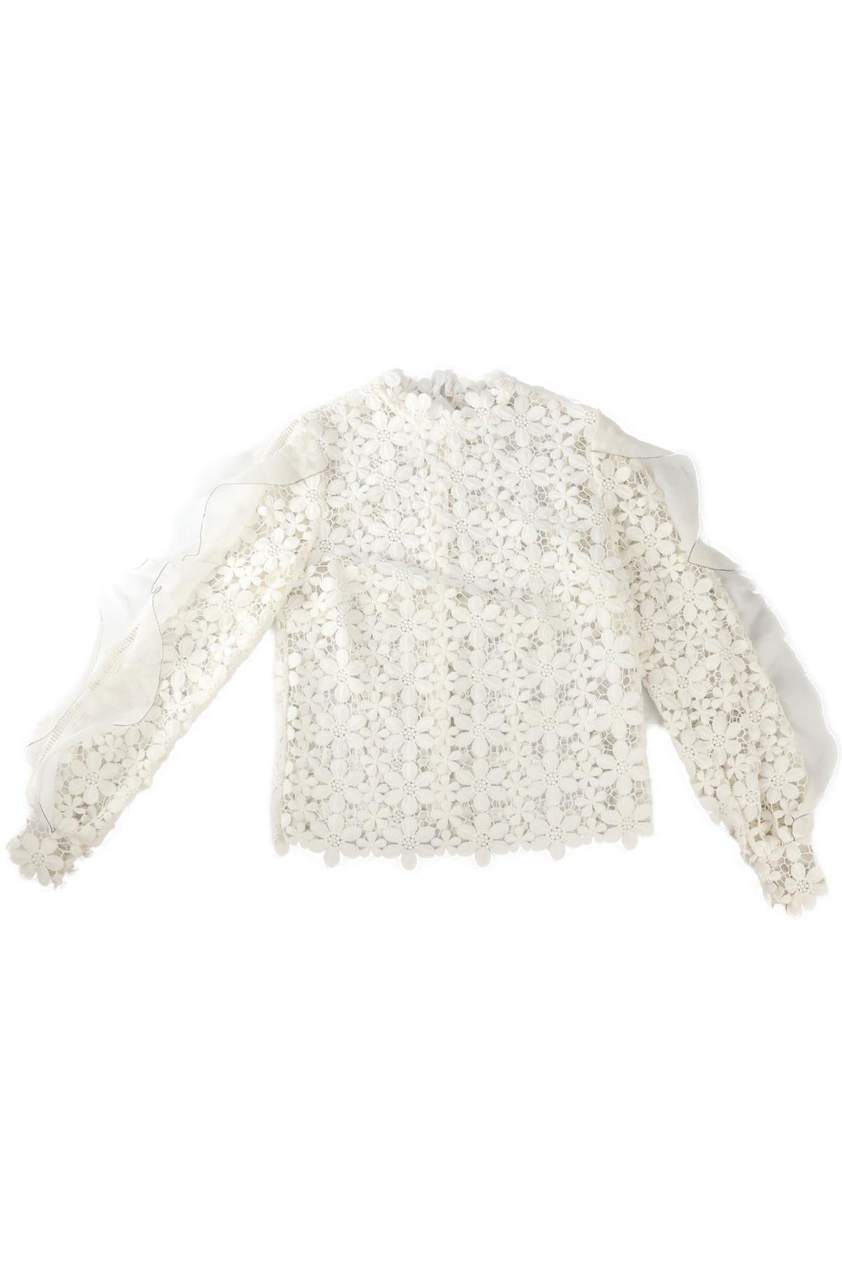 SELF-PORTRAIT WHITE CROCHET TOP UK 4