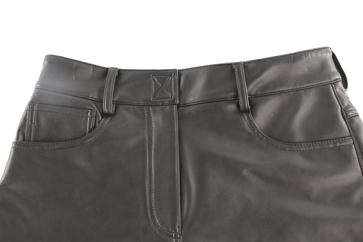 NORMA KAMALI BLACK FAUX LEATHER SHORTS SMALL