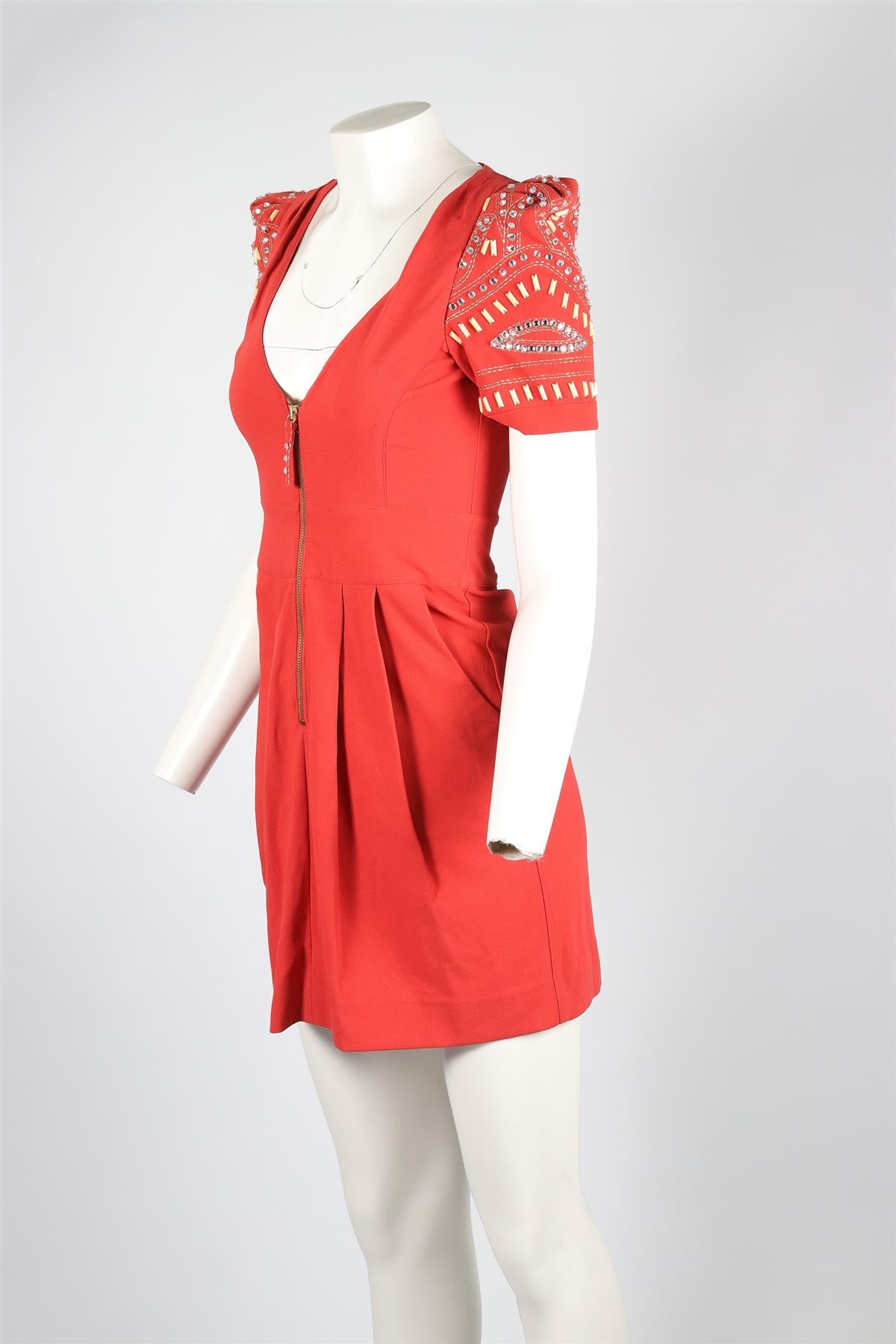 ALICE BY TEMPERLEY RED COTTON DRESS UK 8