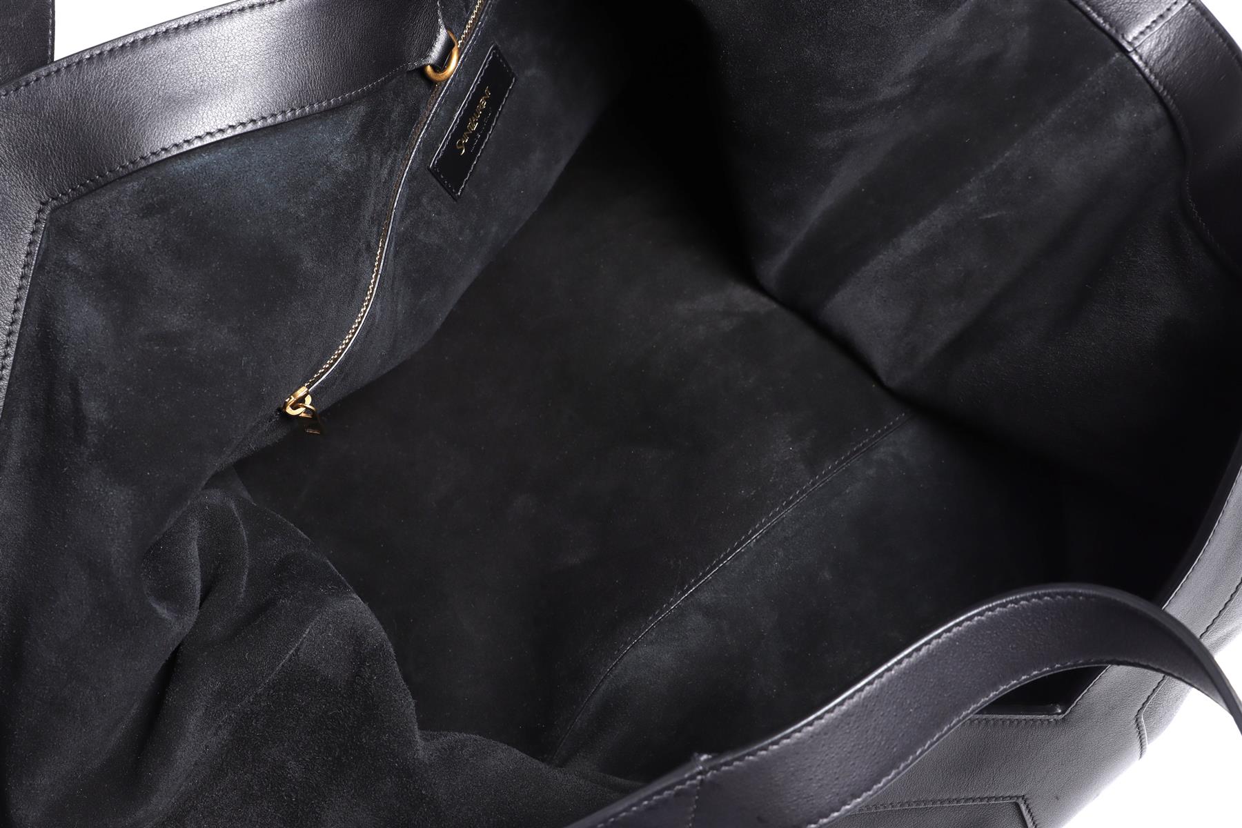 SAINT LAURENT BLACK Y LEATHER TOTE BAG
