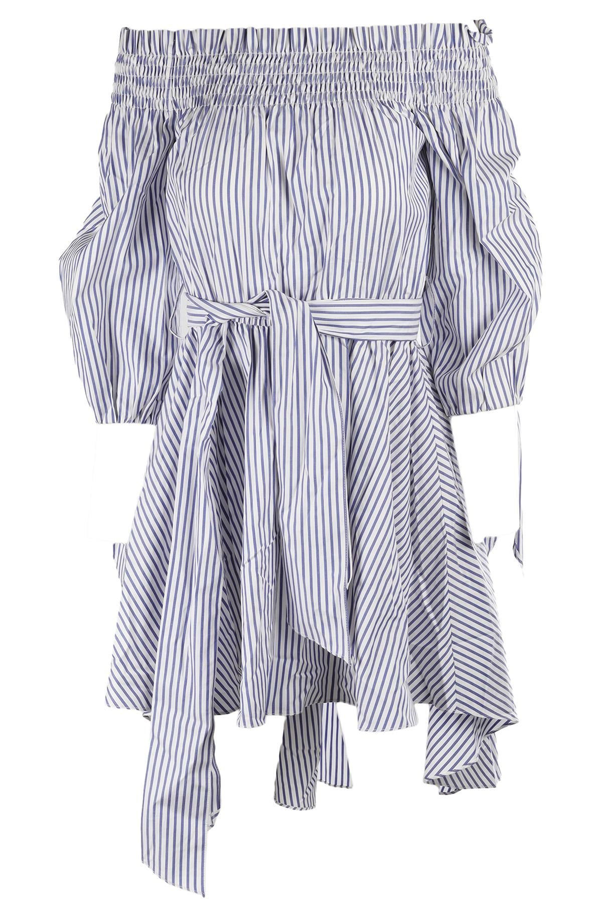 CAROLINE CONSTAS BLUE COTTON MIDI DRESS SMALL