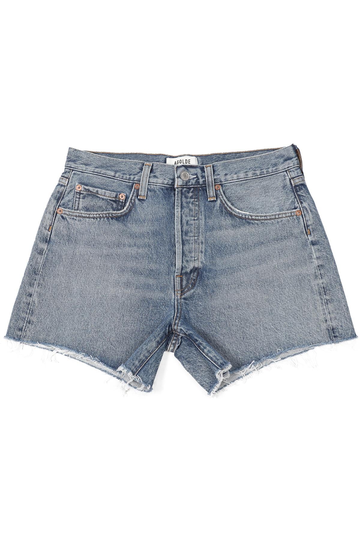 AGOLDE BLUE HIGH RISE DENIM SHORTS W27 UK 8-10