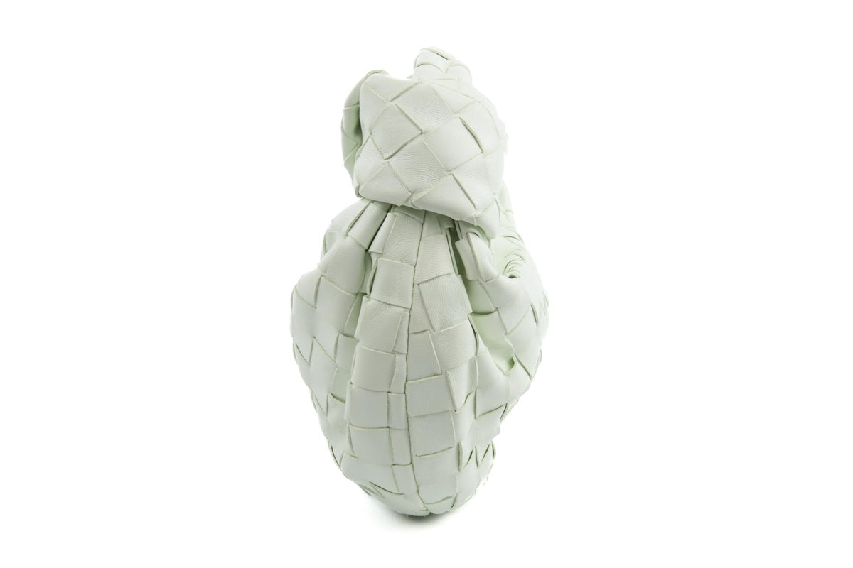 BOTTEGA VENETA GREEN JODIE MINI INTRECCIATO LEATHER TOTE BAG