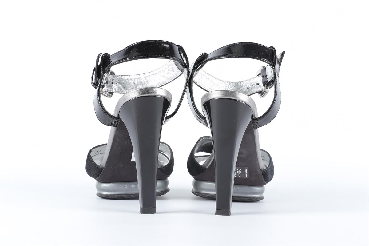 HOGAN BLACK PATENT LEATHER AND SUEDE SANDALS EU 37 UK 4 US 7