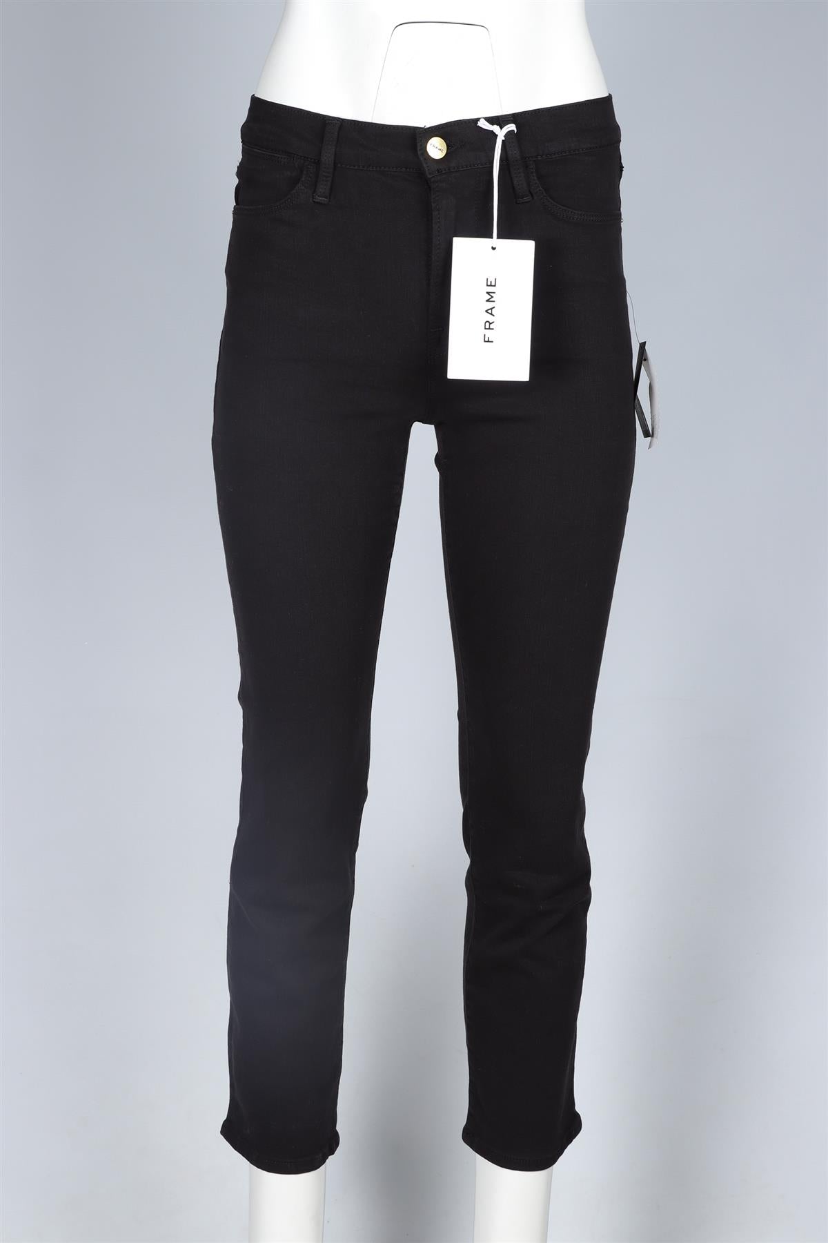 FRAME BLACK HIGH RISE STRAIGHT LEG JEANS W27 UK 8-10