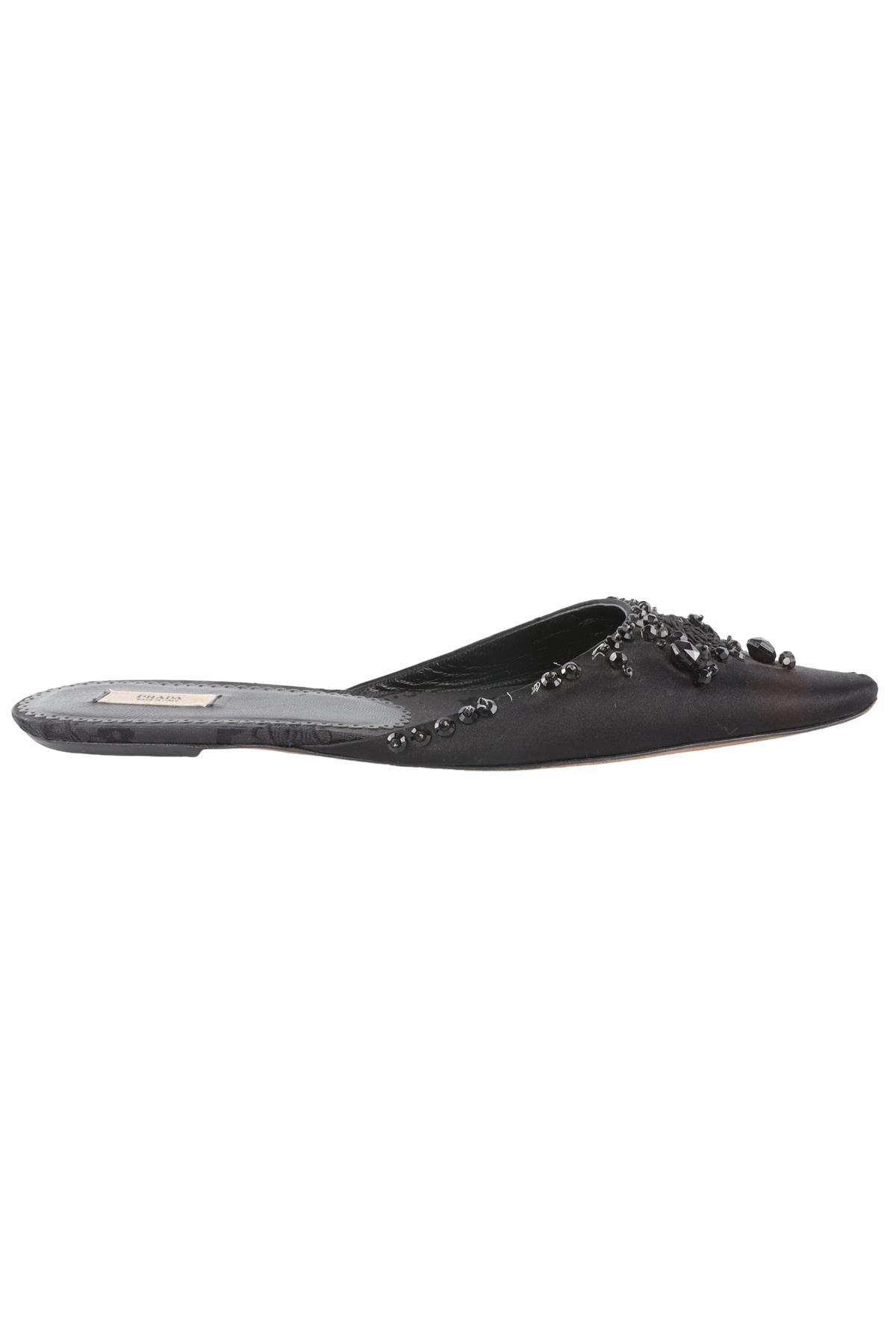 PRADA BLACK SATIN FLATS EU 39 UK 6 US 9