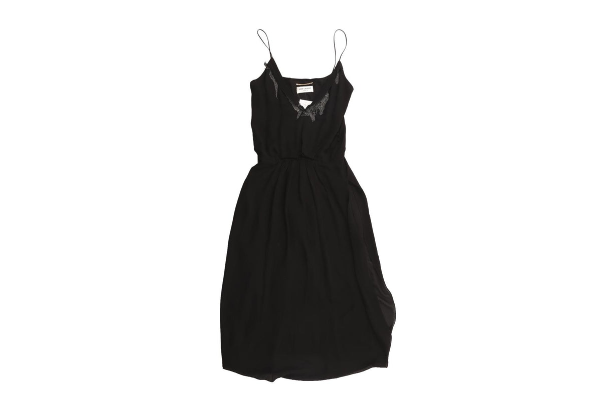 SAINT LAURENT BLACK SILK JUMPSUIT FR 36 UK 8