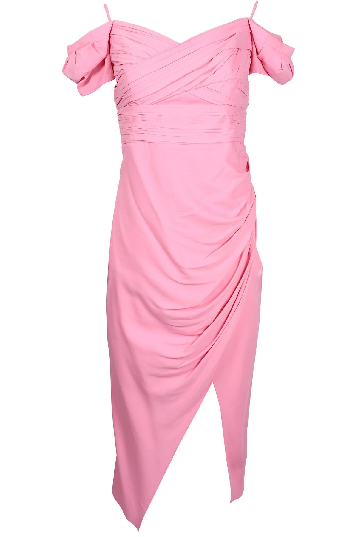 SELF-PORTRAIT PINK CREPE MIDI DRESS UK 12