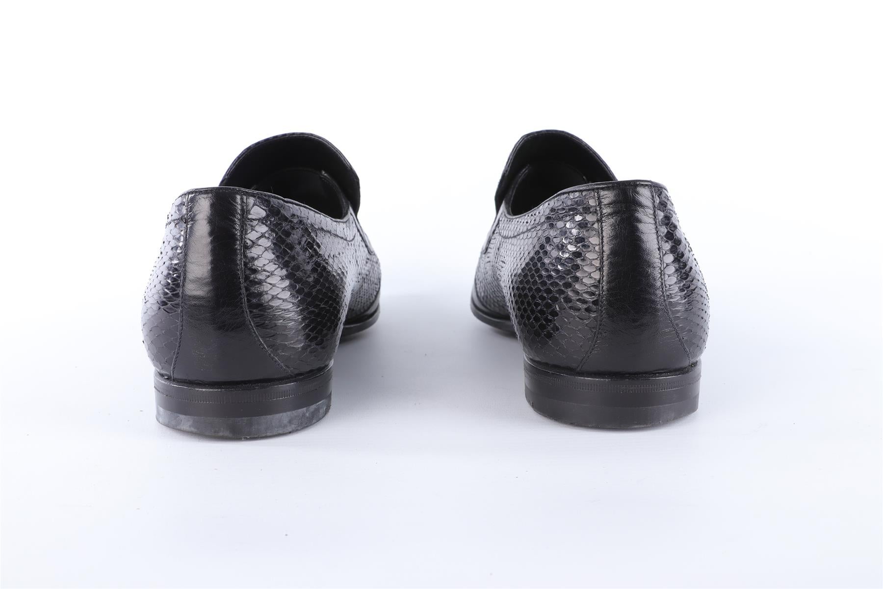 GUCCI MEN'S BLACK SNAKESKIN LOAFERS EU 43 UK 9 US 10