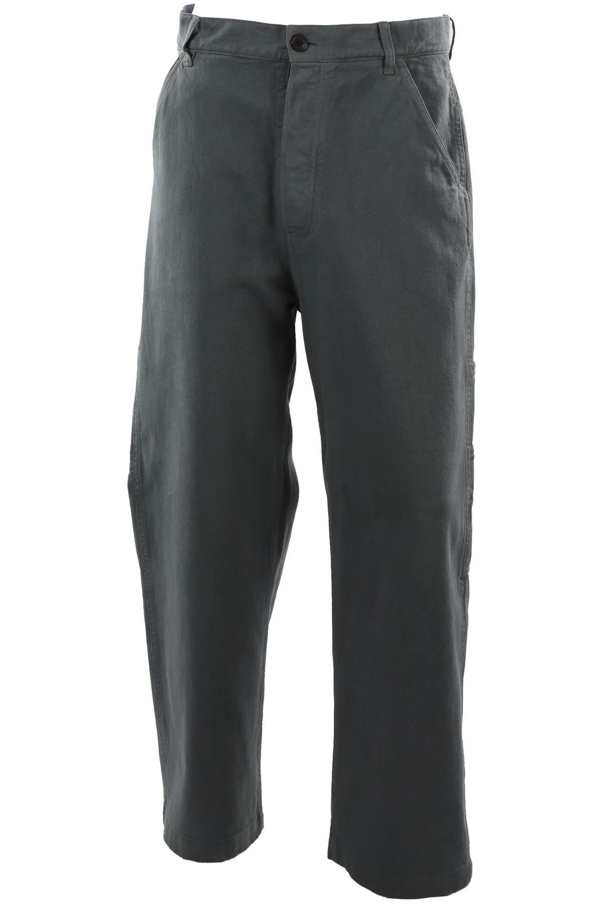 BLUE MEN'S COTTON STRAIGHT LEG PANTS