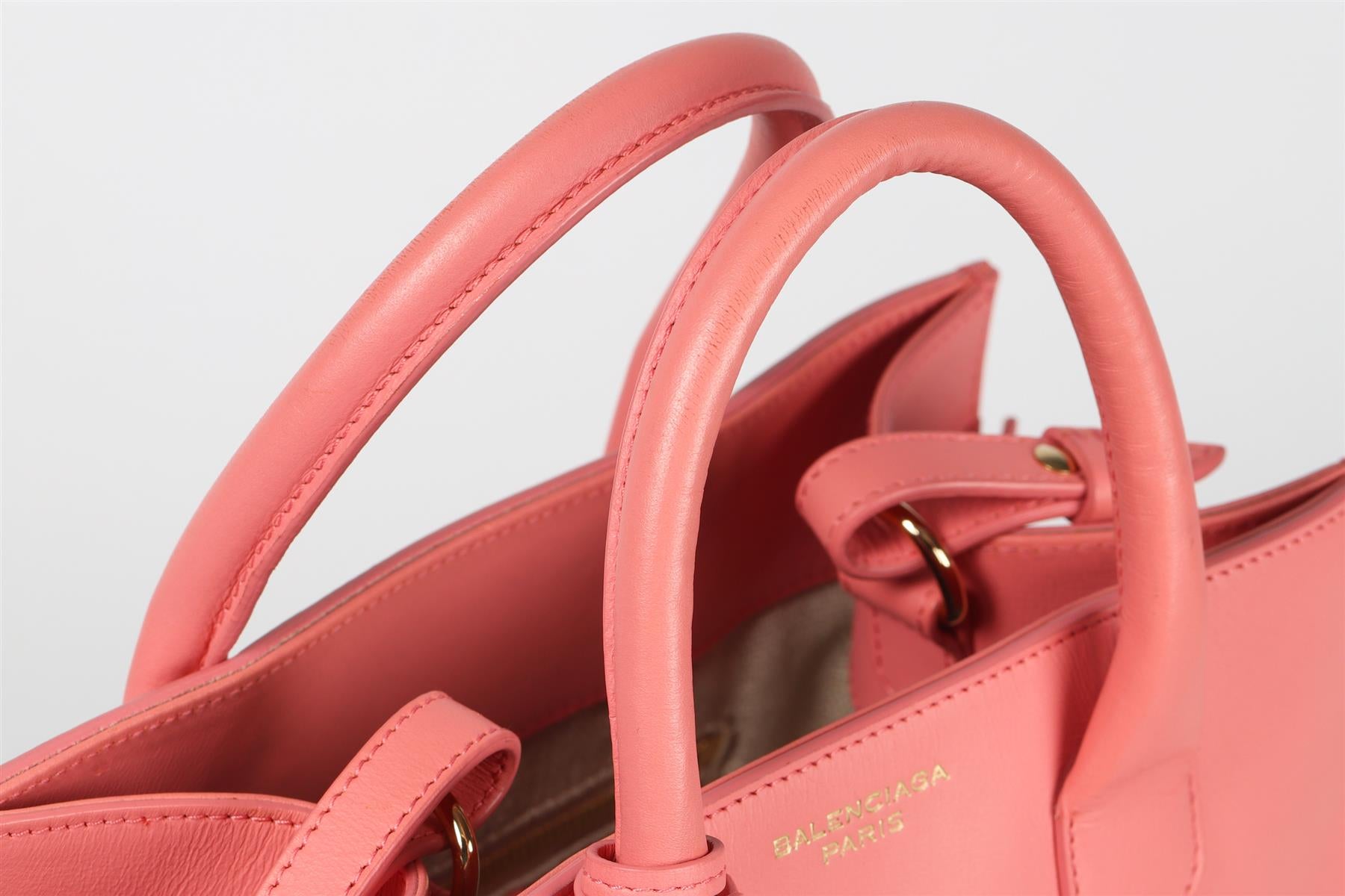 BALENCIAGA PINK PADLOCK ALL AFTERNOON LEATHER TOTE BAG