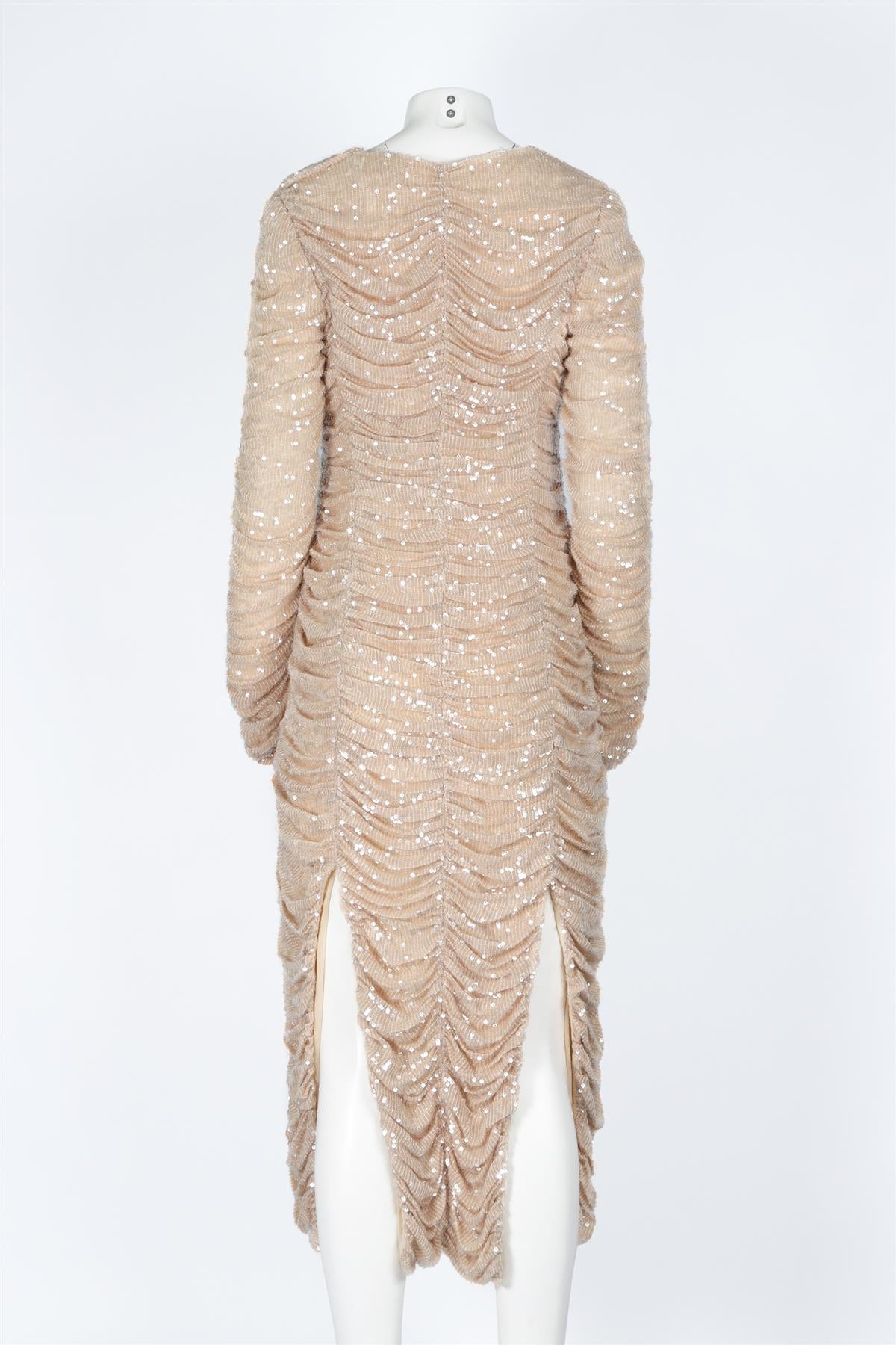 KHAITE NUDE SEQUIN MAXI DRESS US 2 UK 6