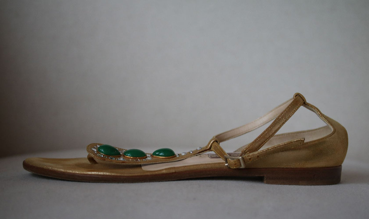 JIMMY CHOO LIMITED EDITION METALLIC EMBELLISHED SANDALS EU 38.5 UK 5.5 US 8.5