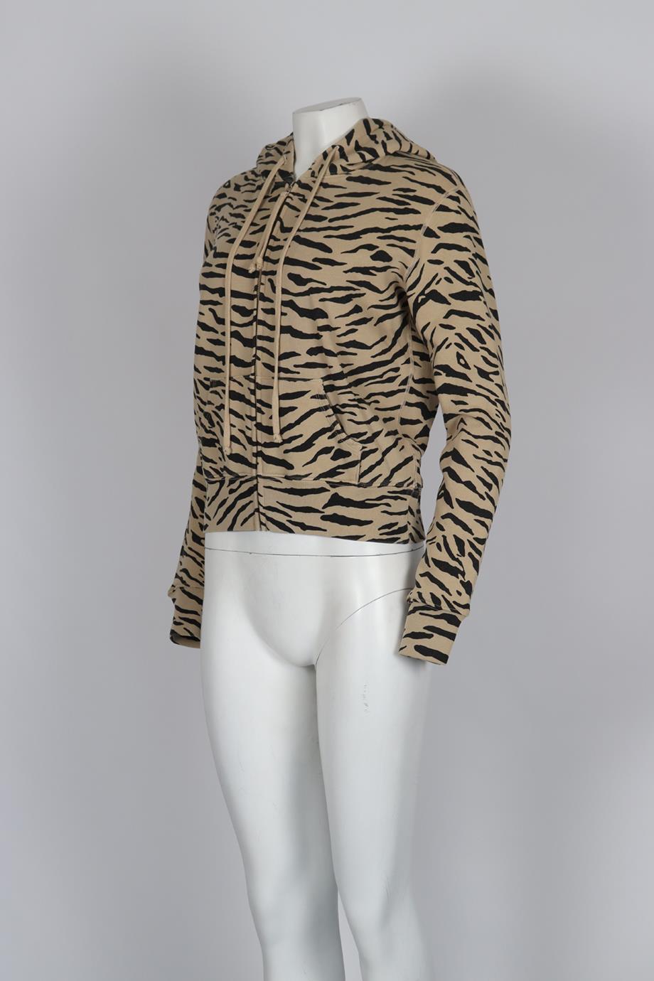 NILLI LOTAN PRINTED COTTON JERSEY HOODIE SMALL