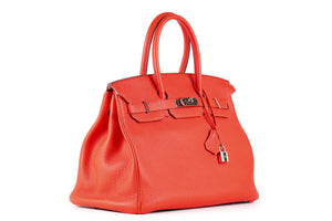 HERMÈS RED 2013 BIRKIN 35 CM TOGO LEATHER BAG IN CAPUCINE