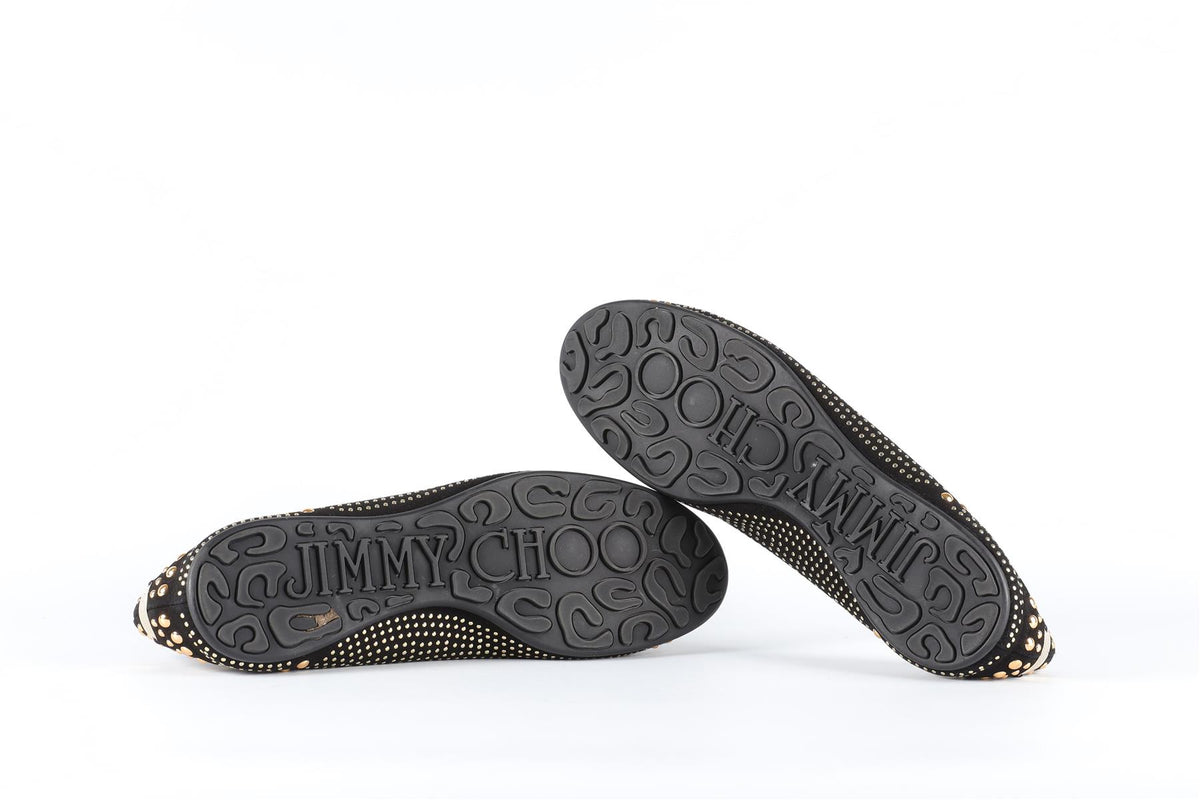 JIMMY CHOO BLACK SUEDE BALLET FLATS EU 39 UK 6 US 9