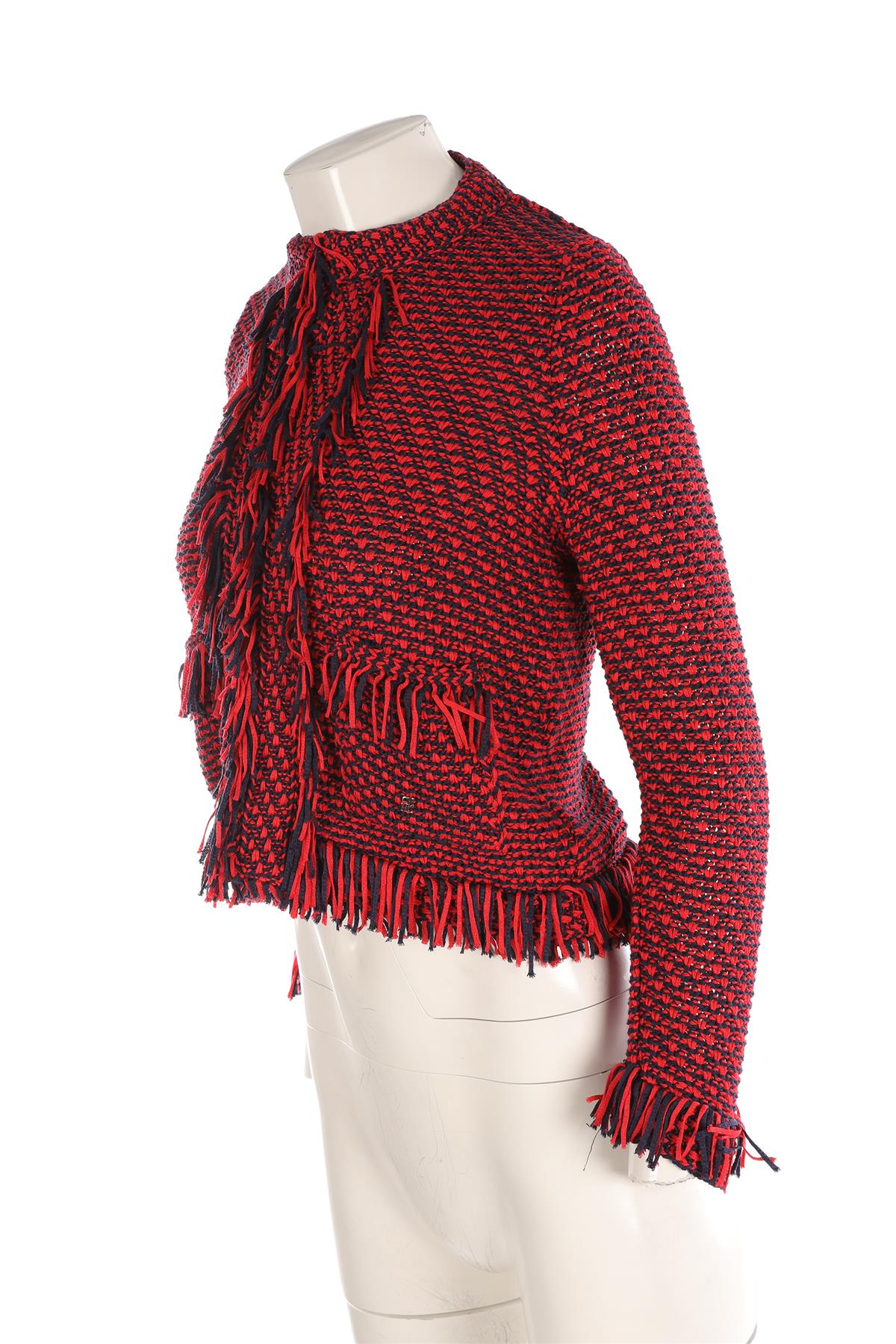 CH CAROLINA HERRERA RED KNIT JACKET SMALL
