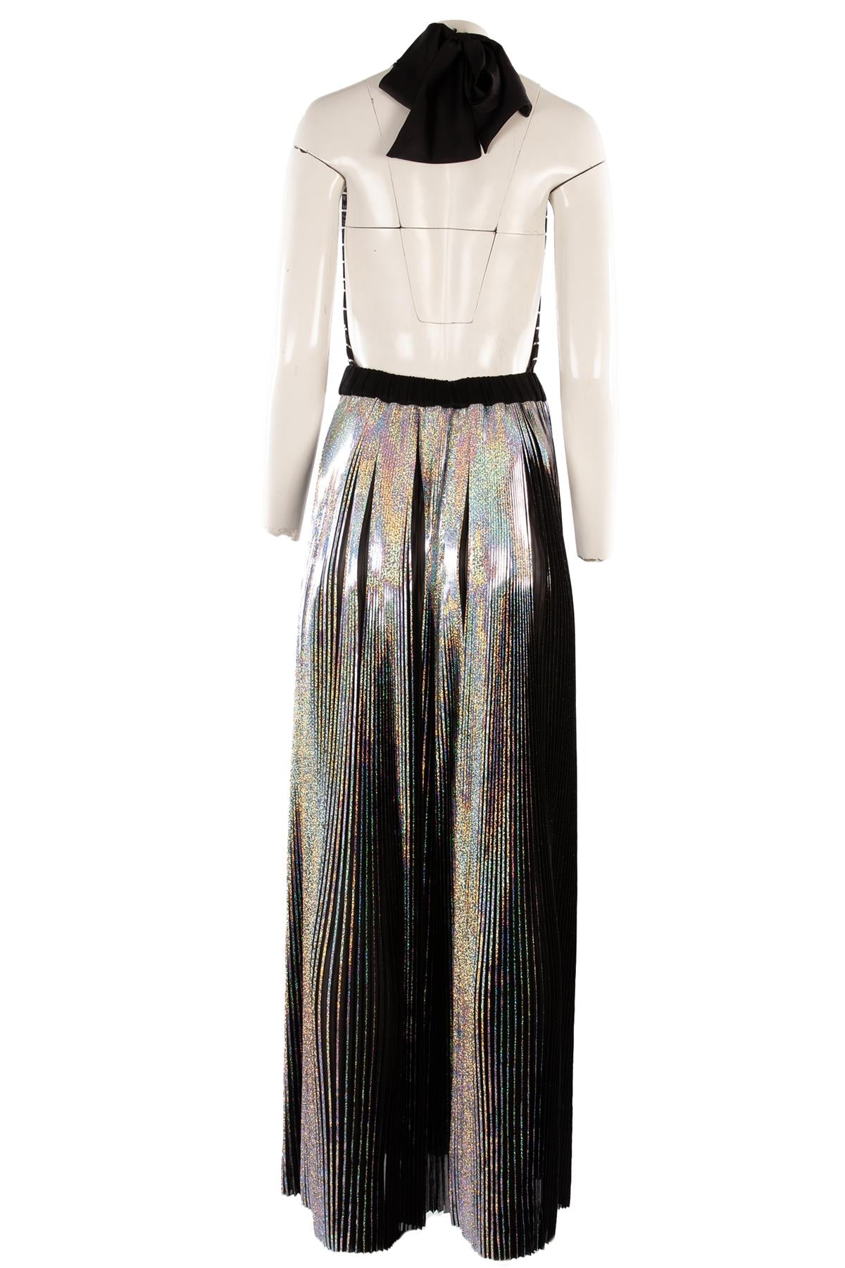 BALMAIN BLACK SATIN MAXI DRESS SMALL