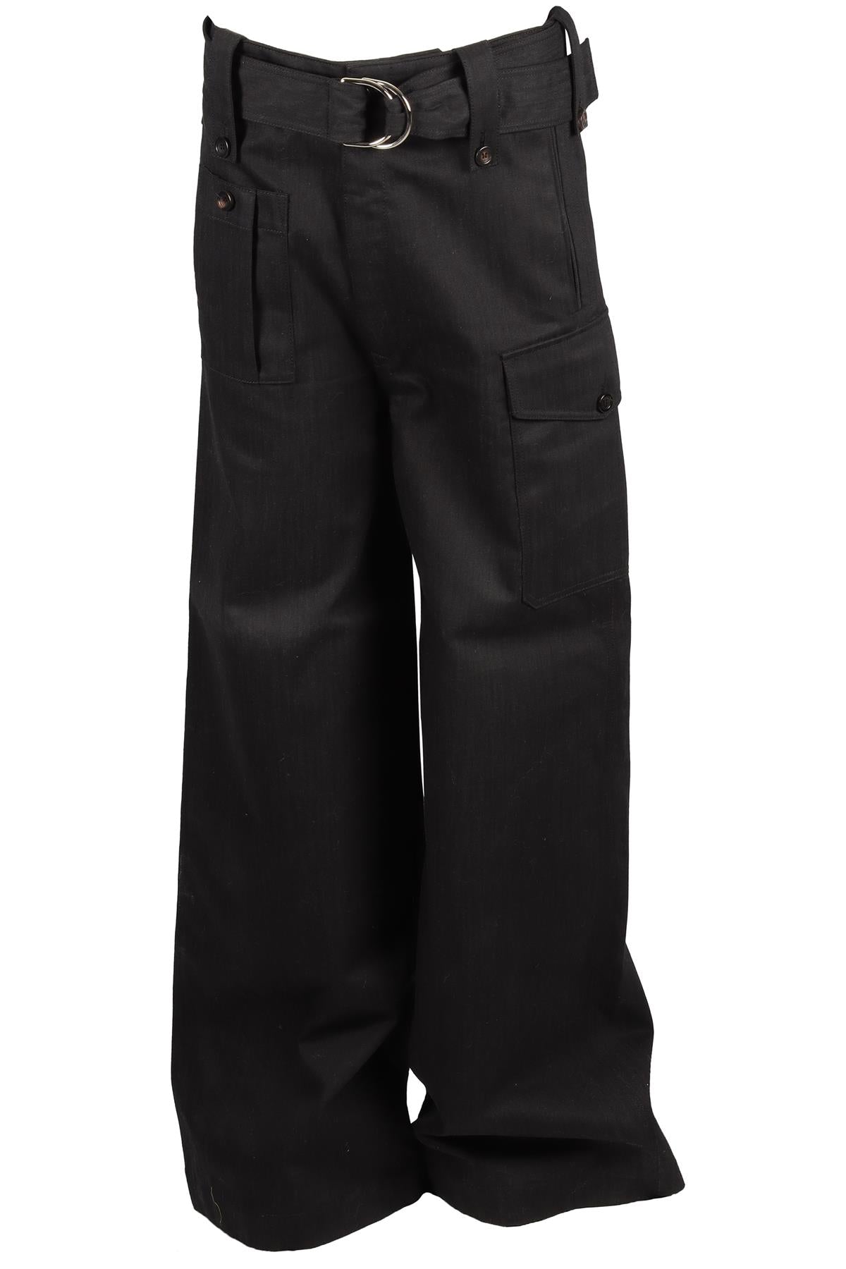 MIU MIU BLACK DENIM WIDE LEG PANTS IT 38 UK 6