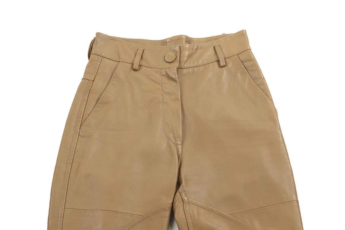 PETAR PETROV BROWN LEATHER STRAIGHT LEG PANTS FR 34 UK 6