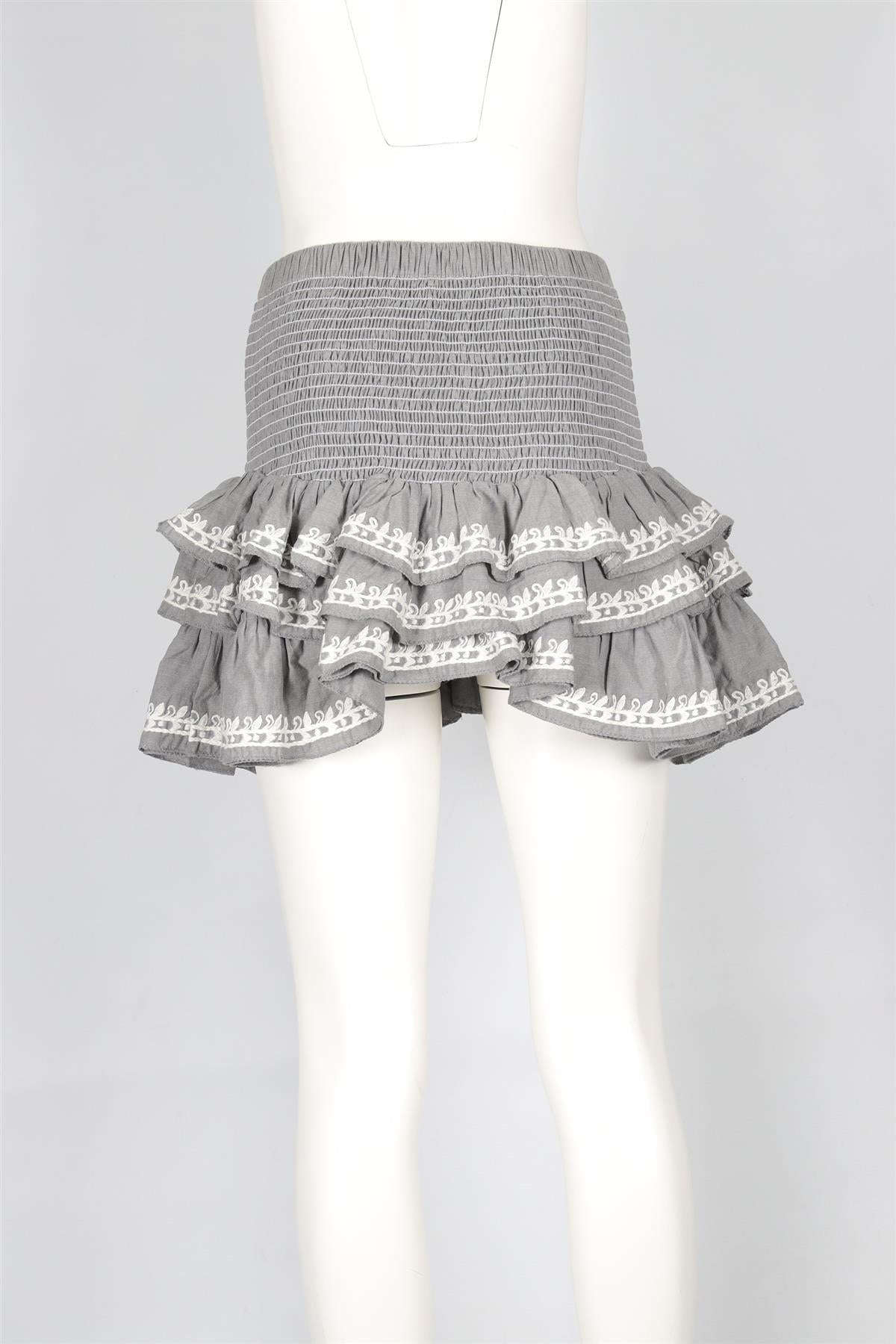 JULIET DUNN GREY COTTON MINI SKIRT UK 8-10