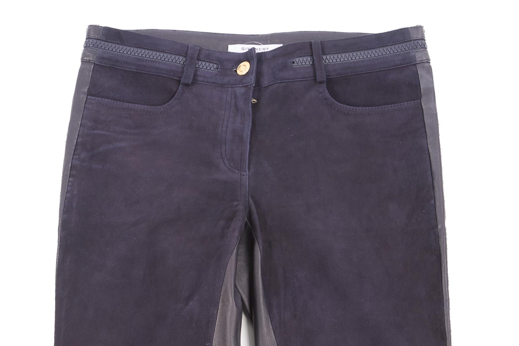 GIVENCHY NAVY LEATHER SKINNY PANTS FR 36