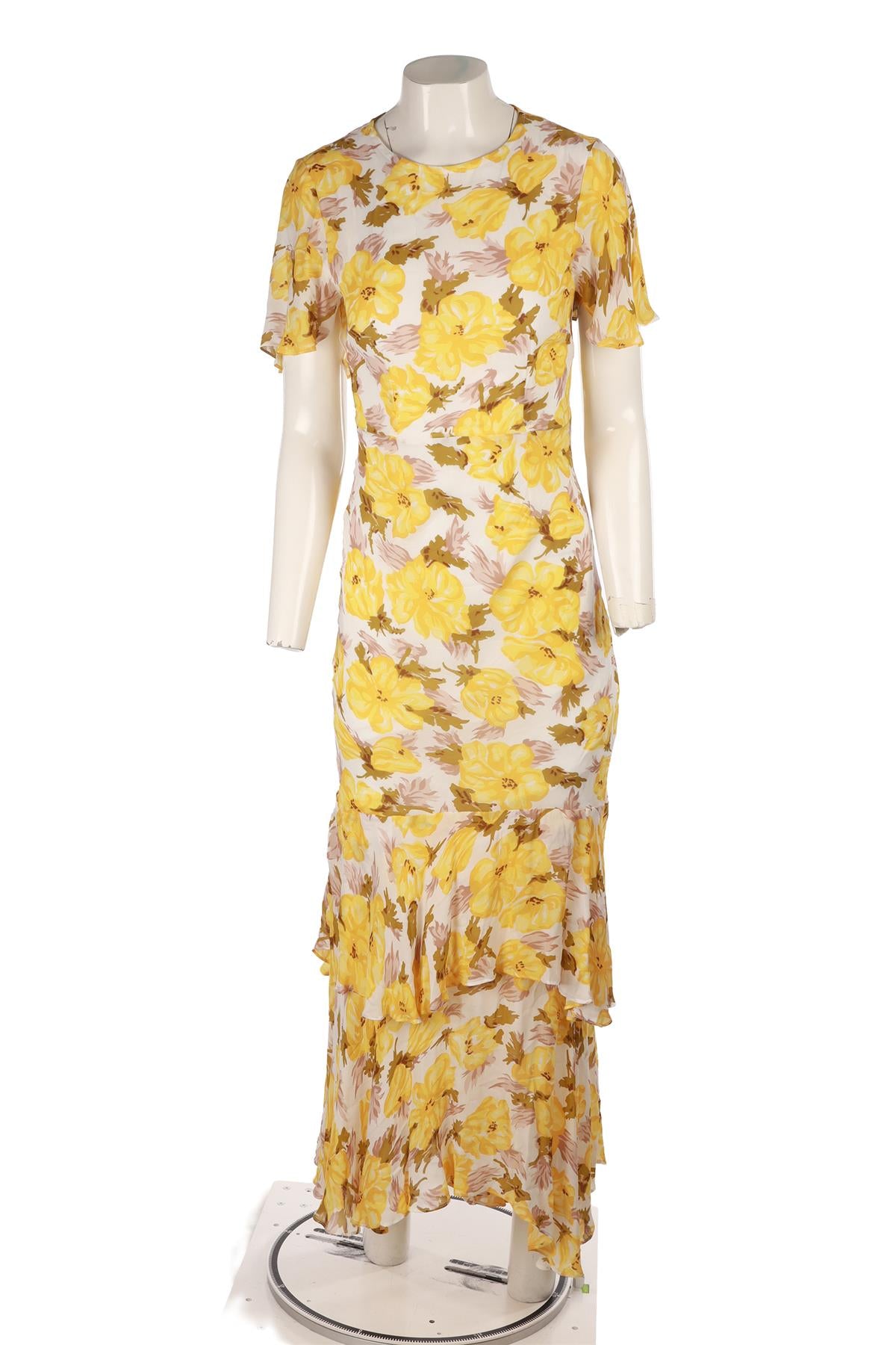 FAITHFULL THE BRAND YELLOW CREPE MAXI DRESS XSMALL