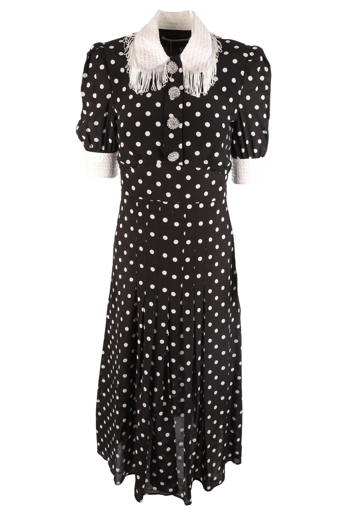ALESSANDRA RICH BLACK SILK MIDI DRESS IT 38 UK 6