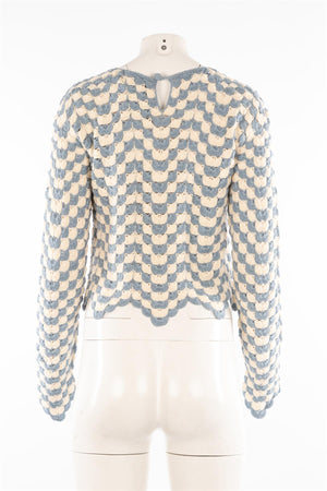 ESCVDO BLUE CROCHET TOP LARGE