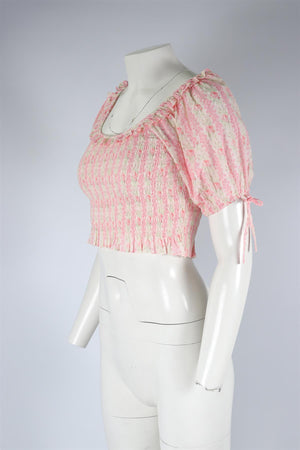 LOVESHACKFANCY PINK COTTON TOP SMALL