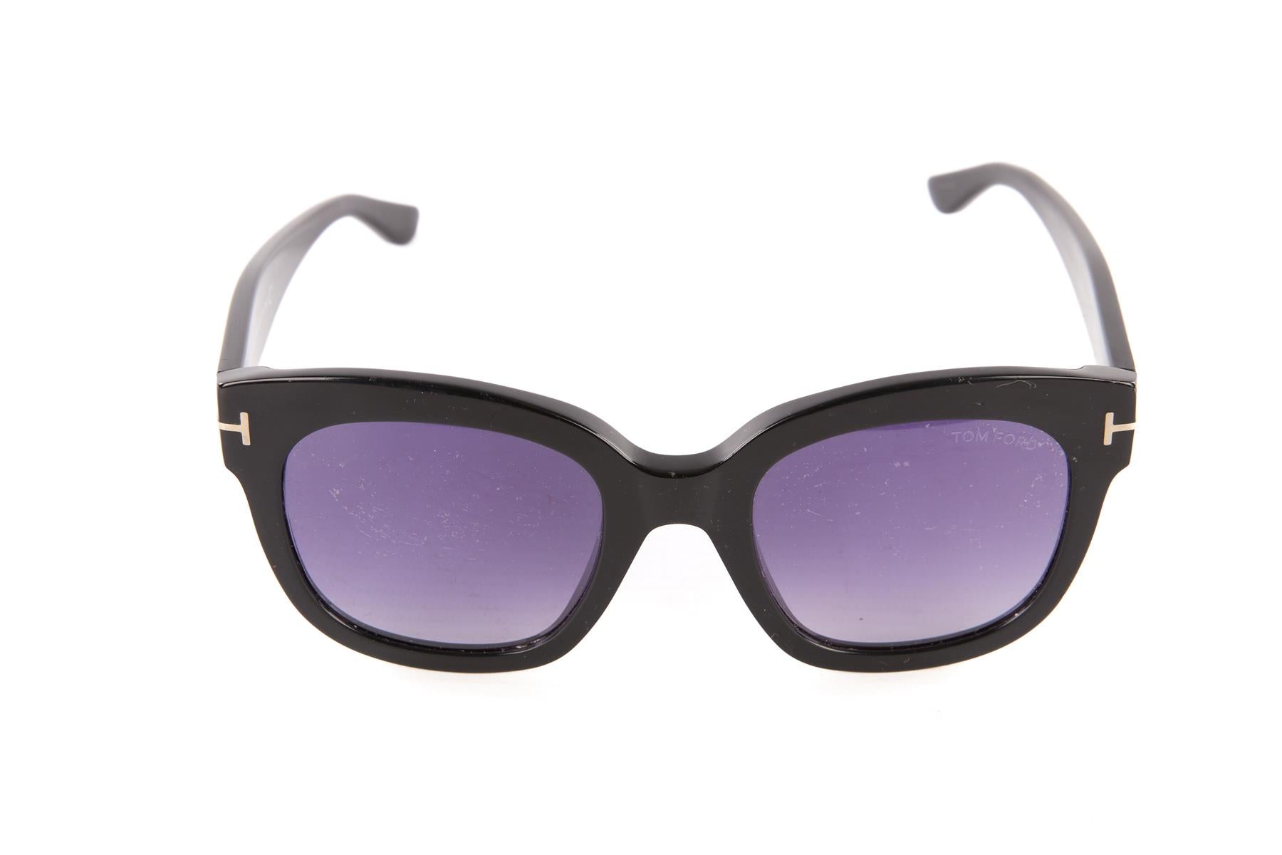 TOM FORD BLACK SQUARE FRAME ACETATE SUNGLASSES
