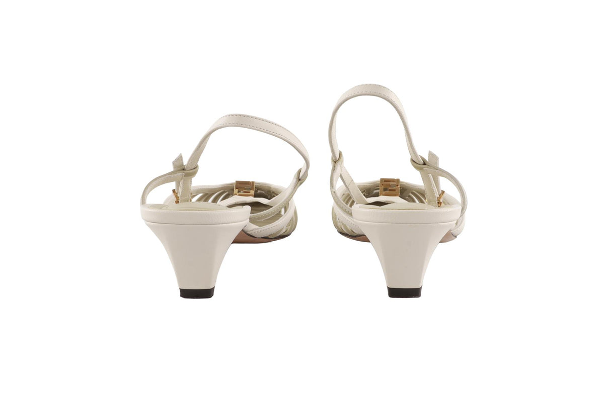 FENDI WHITE FOLD SLINGBACK PUMPS EU 39 UK 6 US 9