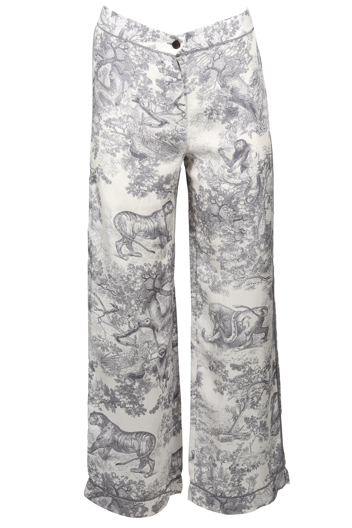 CHRISTIAN DIOR BLUE SILK WIDE LEG PANTS FR 34 UK 6