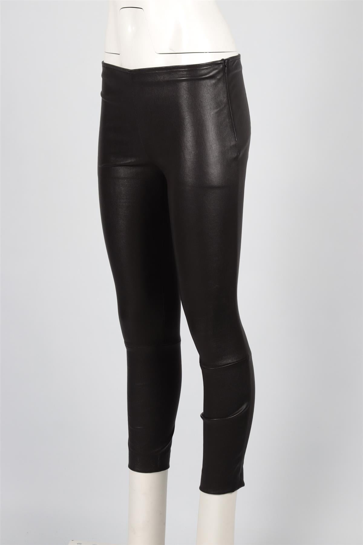 THE ROW BLACK LEATHER SKINNY PANTS MEDIUM
