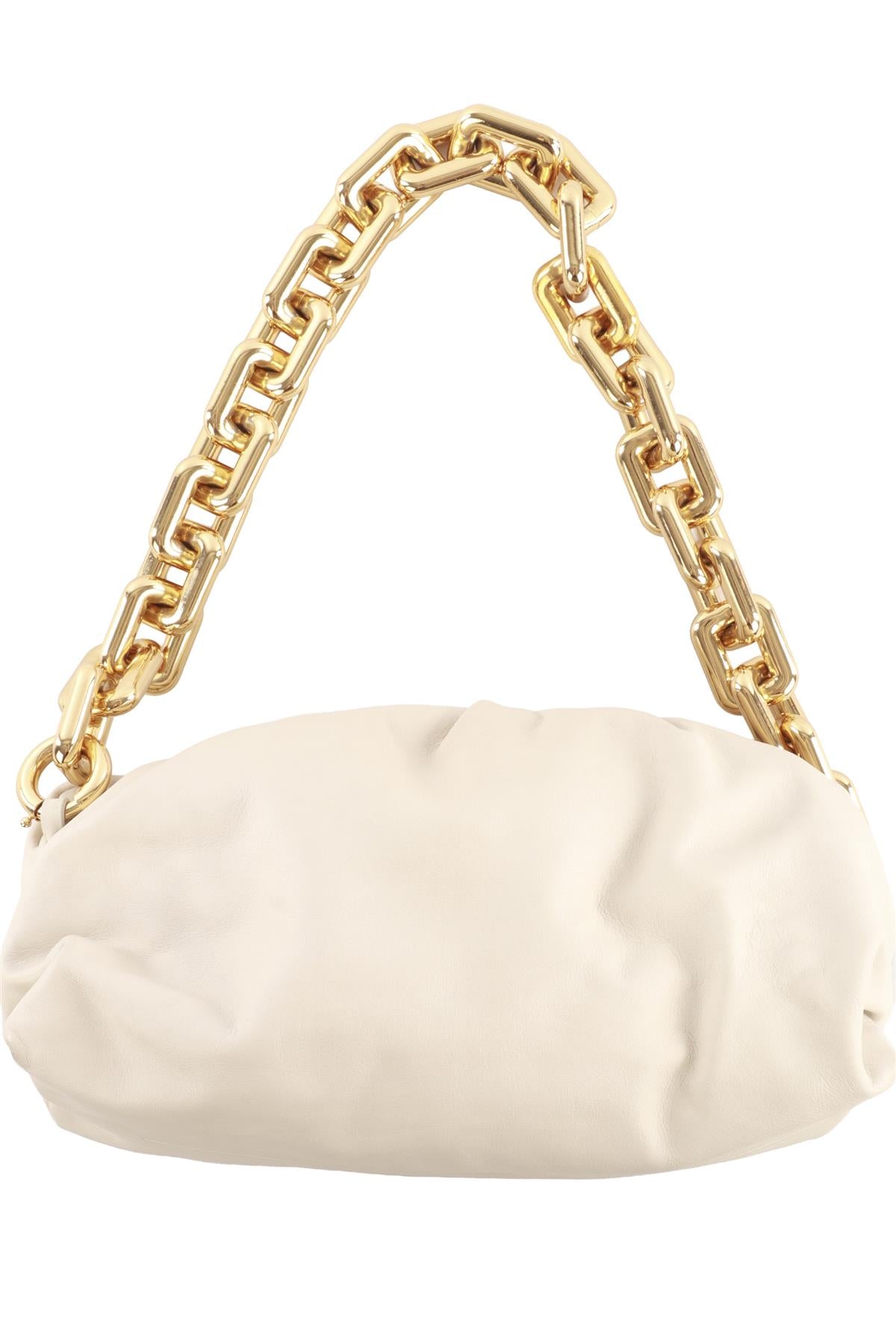 BOTTEGA VENETA ECRU THE CHAIN POUCH LEATHER SHOULDER BAG