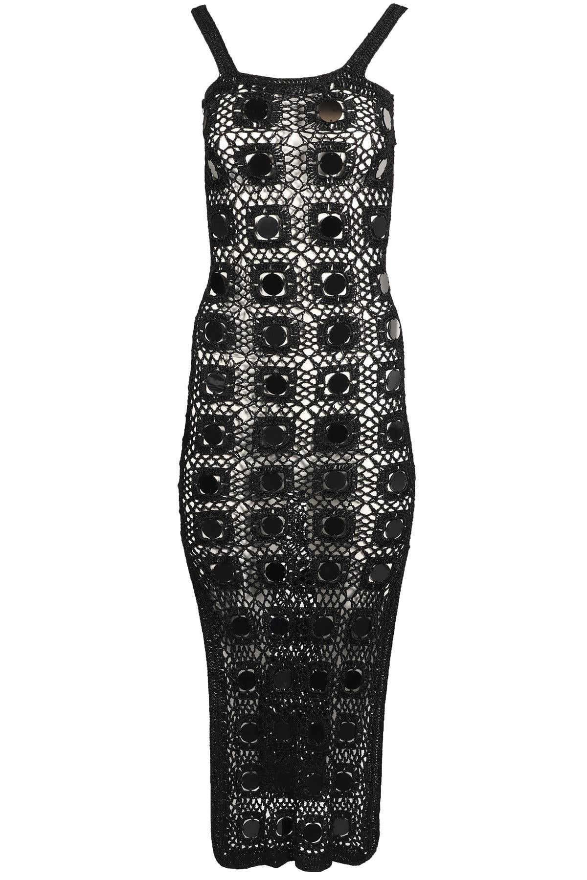 ALIX PINHO BLACK CROCHET MAXI DRESS XSMALL