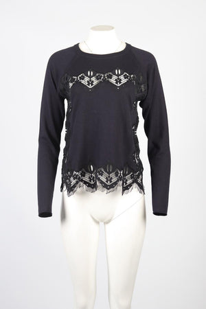 CHLOÉ LACE AND SILK BLEND SWEATER XSMALL