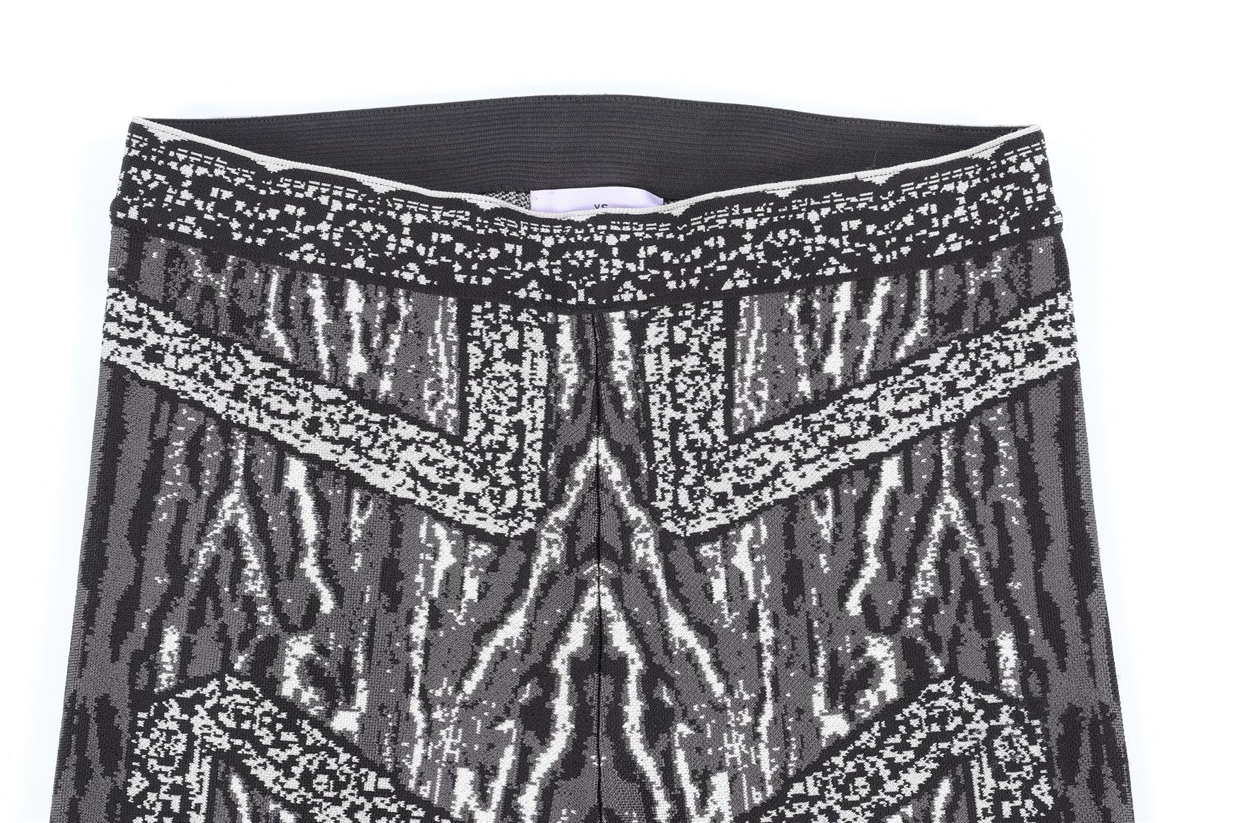 HERVE LEGER GREY JACQUARD KNIT LEGGINGS XSMALL