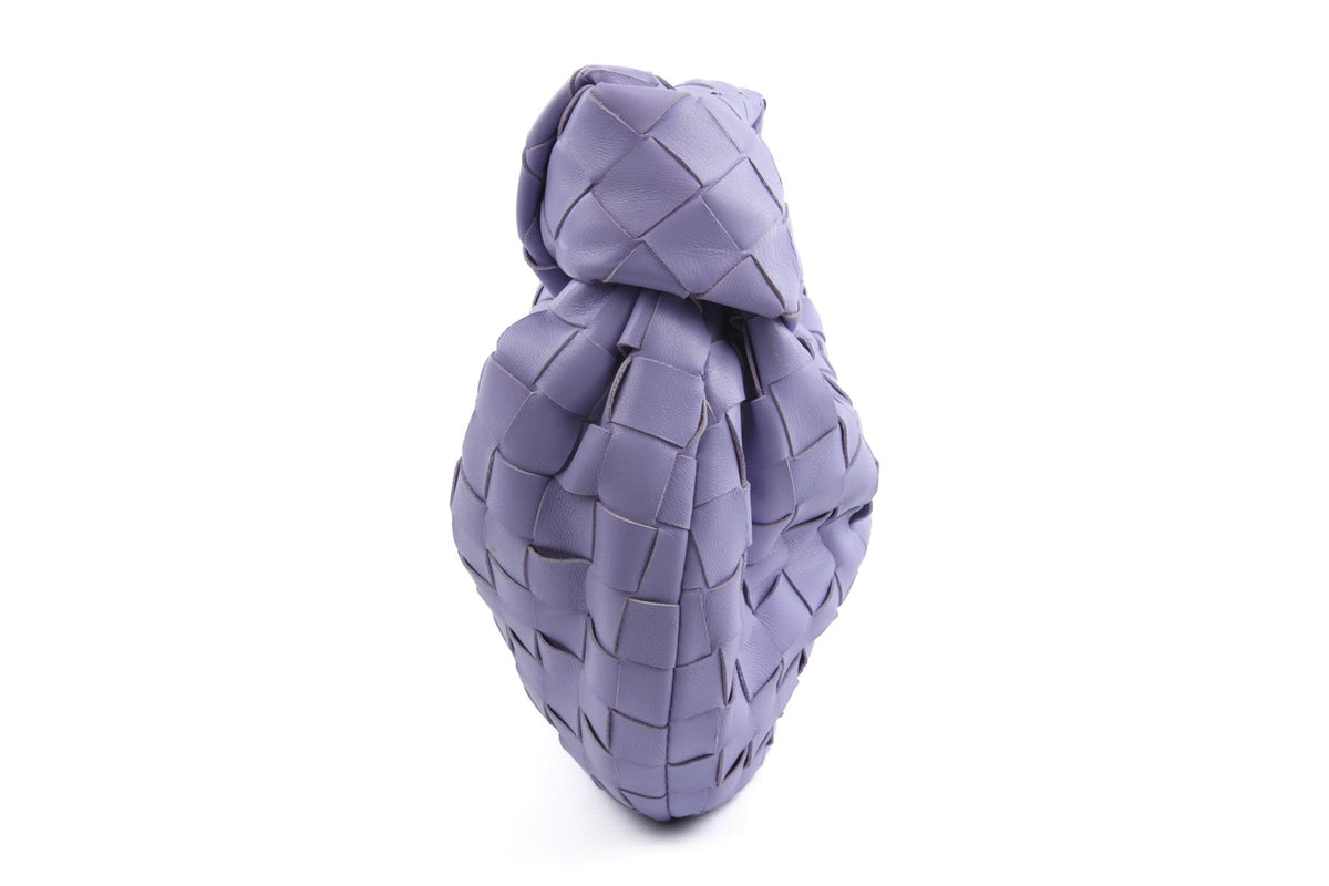 BOTTEGA VENETA PURPLE JODIE MINI INTRECCIATO LEATHER TOTE BAG