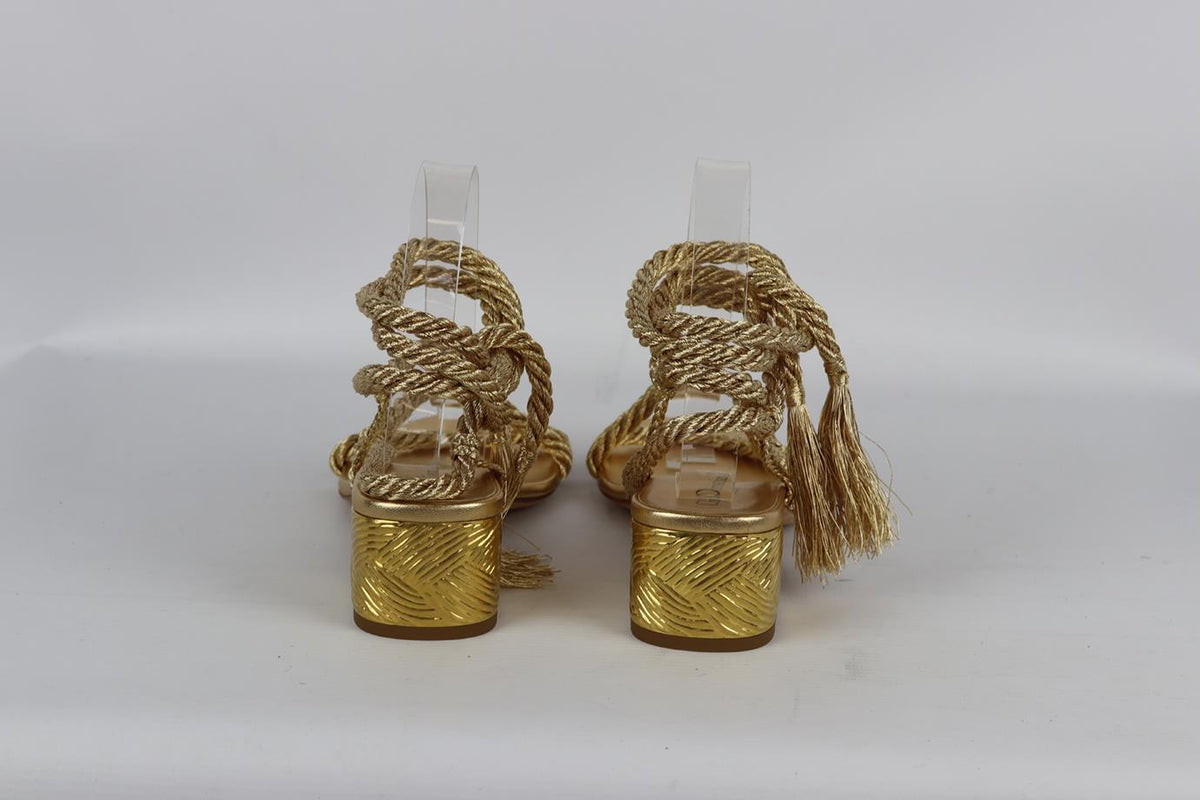 CHRISTIAN DIOR METALLIC MYTHE ROPE AND LEATHER SANDALS EU 38.5 UK 5.5 US 8.5