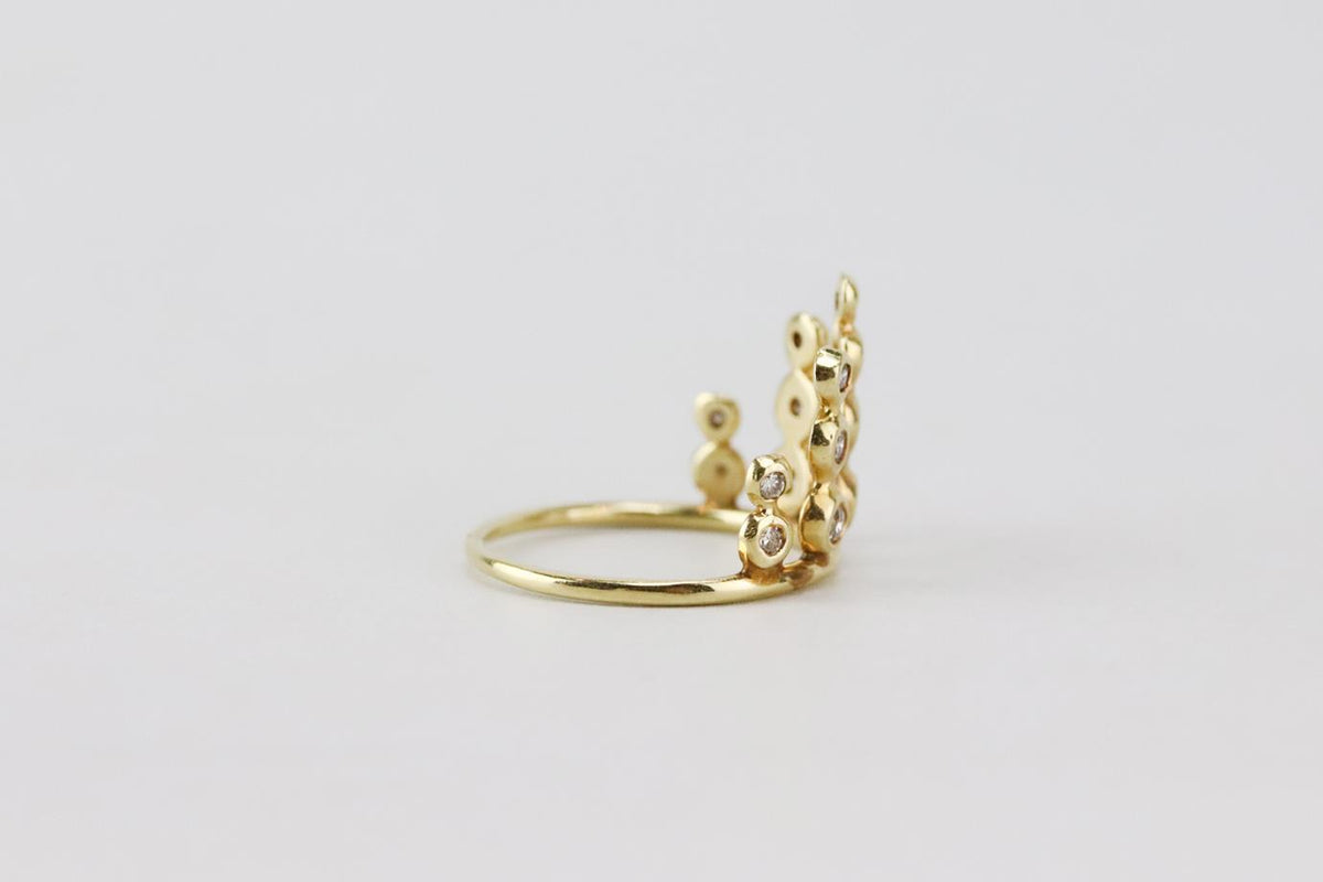 JACQUIE AICHE 14K YELLOW GOLD PAVE DIAMOND STACK RING 16 MM