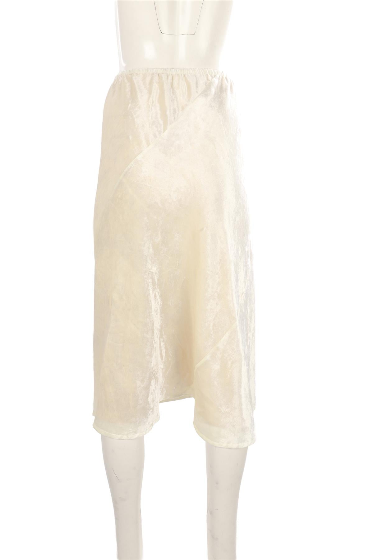 IVORY VELVET MIDI SKIRT