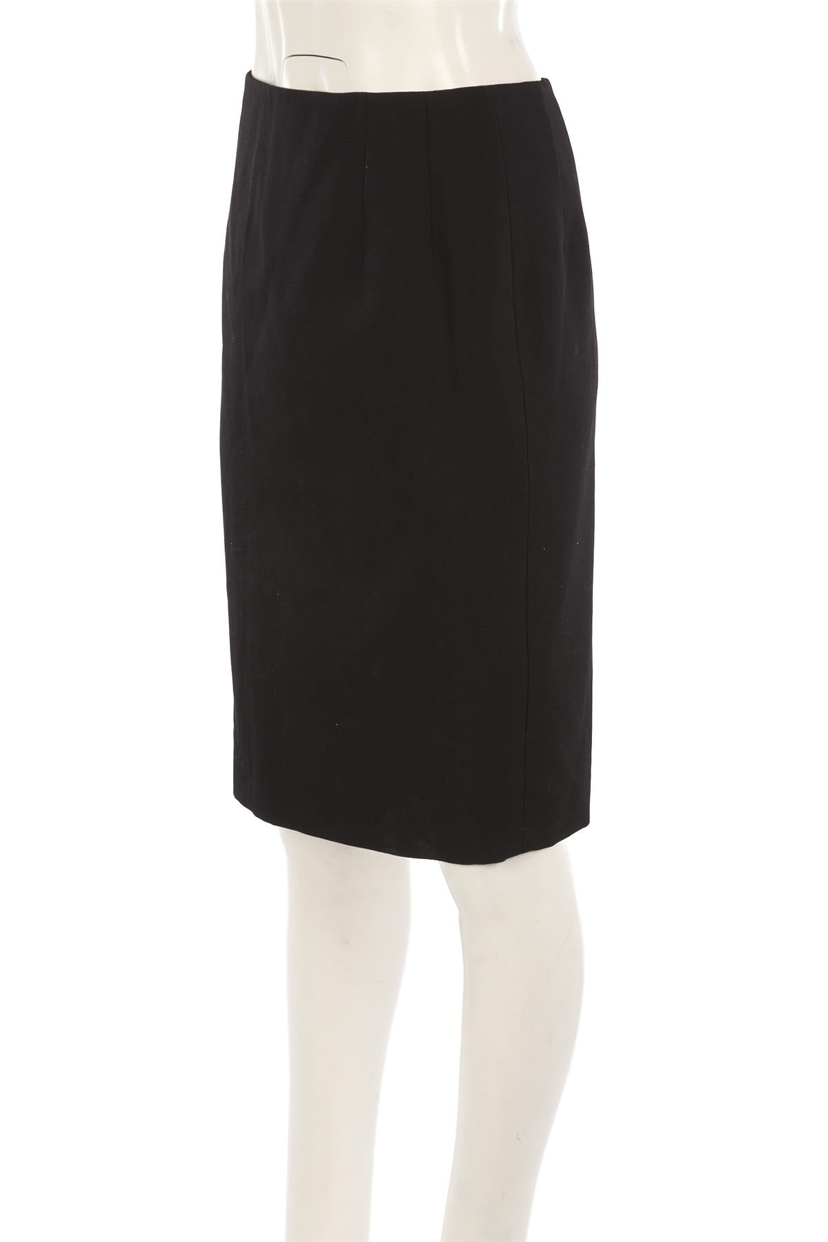 VERSACE BLACK WOOL MIDI SKIRT IT 42 UK 10