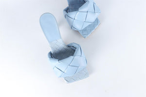 BOTTEGA VENETA BLUE INTRECCIATO LEATHER MULES EU 38 UK 5 US 8