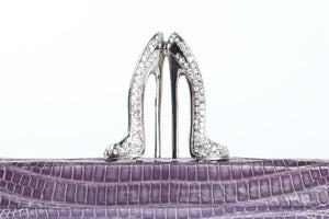 CHRISTIAN LOUBOUTIN PURPLE MISS LOUBI LIZARD CLUTCH