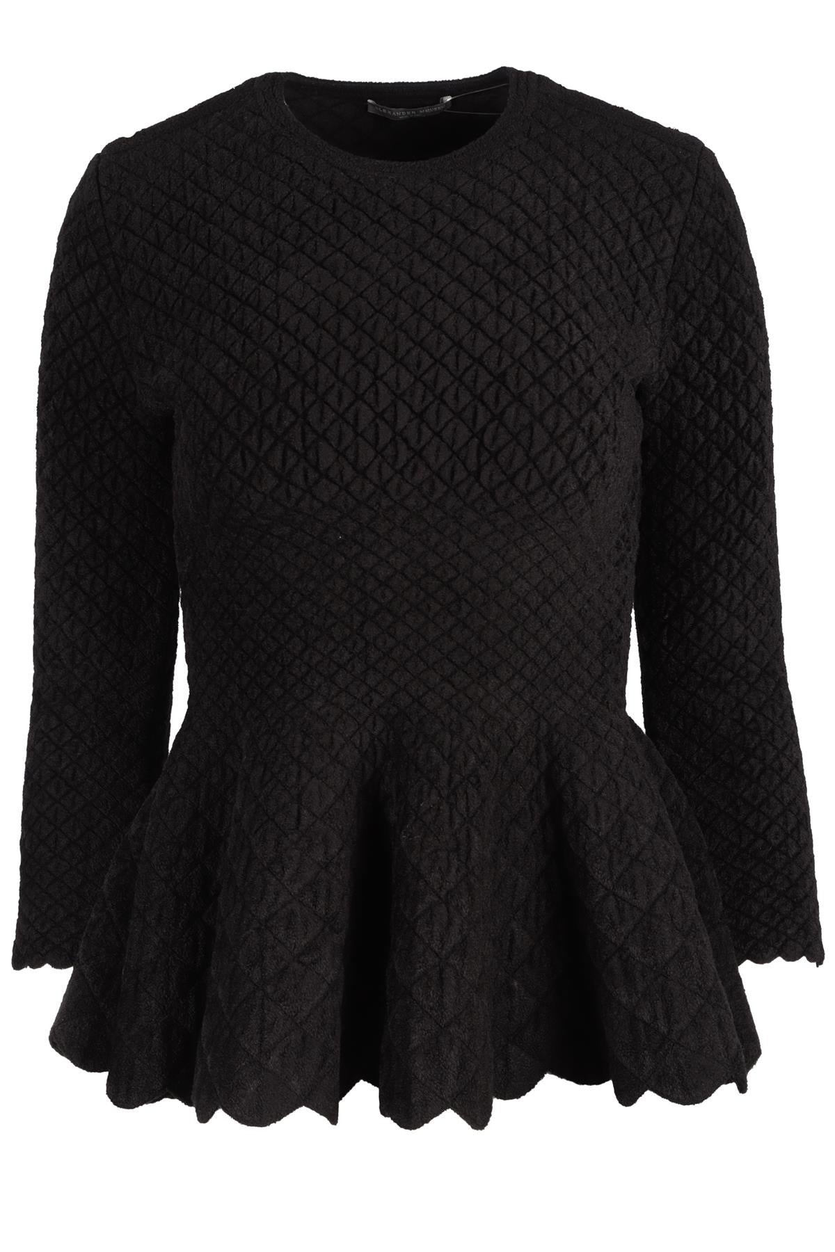 ALEXANDER MCQUEEN BLACK WOOL TOP SMALL